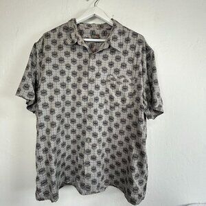 Royal Robbins Mens XXL Gray Floral Short Sleeve Button-Up Shirt Contemporary Fit